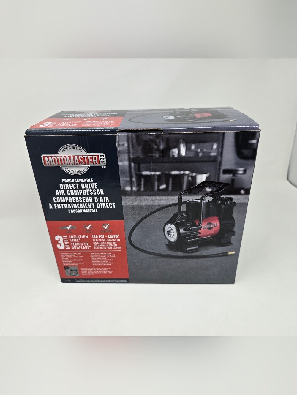 NEW Motomaster Direct Drive Air Compressor Programmable 3-Minutes 120 PSI